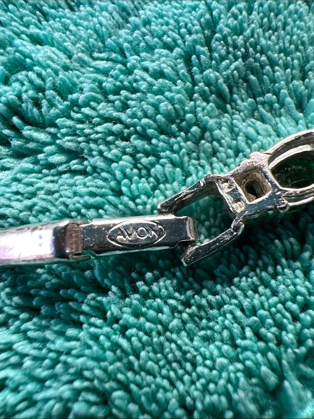 Avon Silver-Tone Bracelet with Green Accent Stones